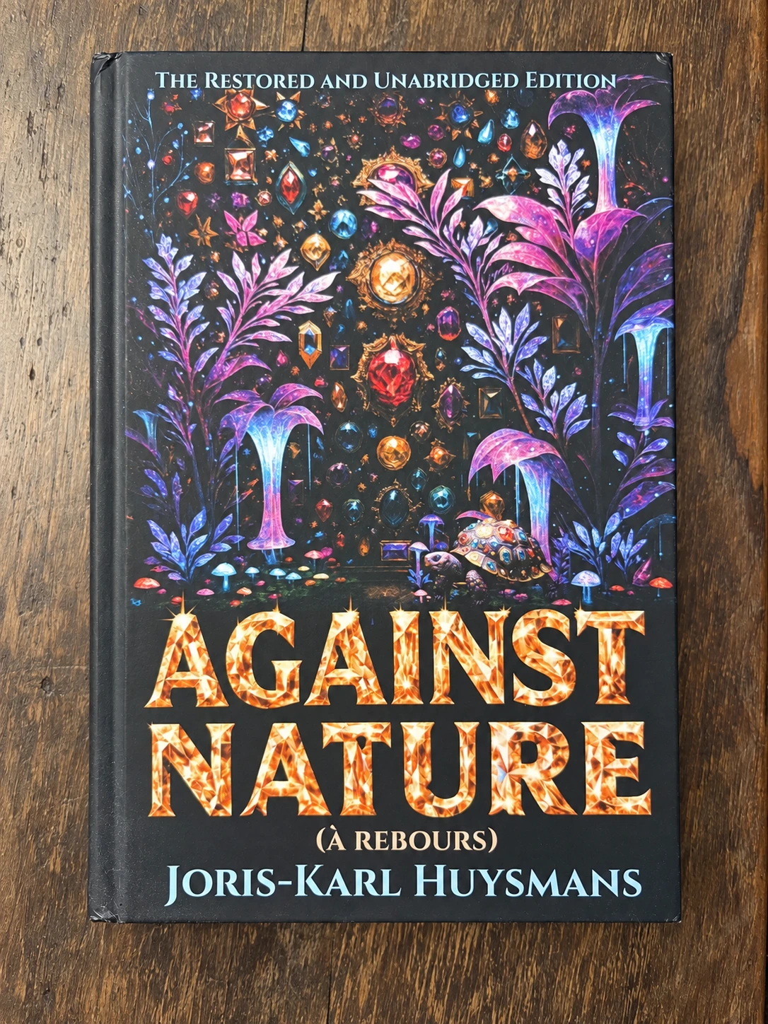 Photograph of a physical Time Warp Edition of Against Nature on a wooden table